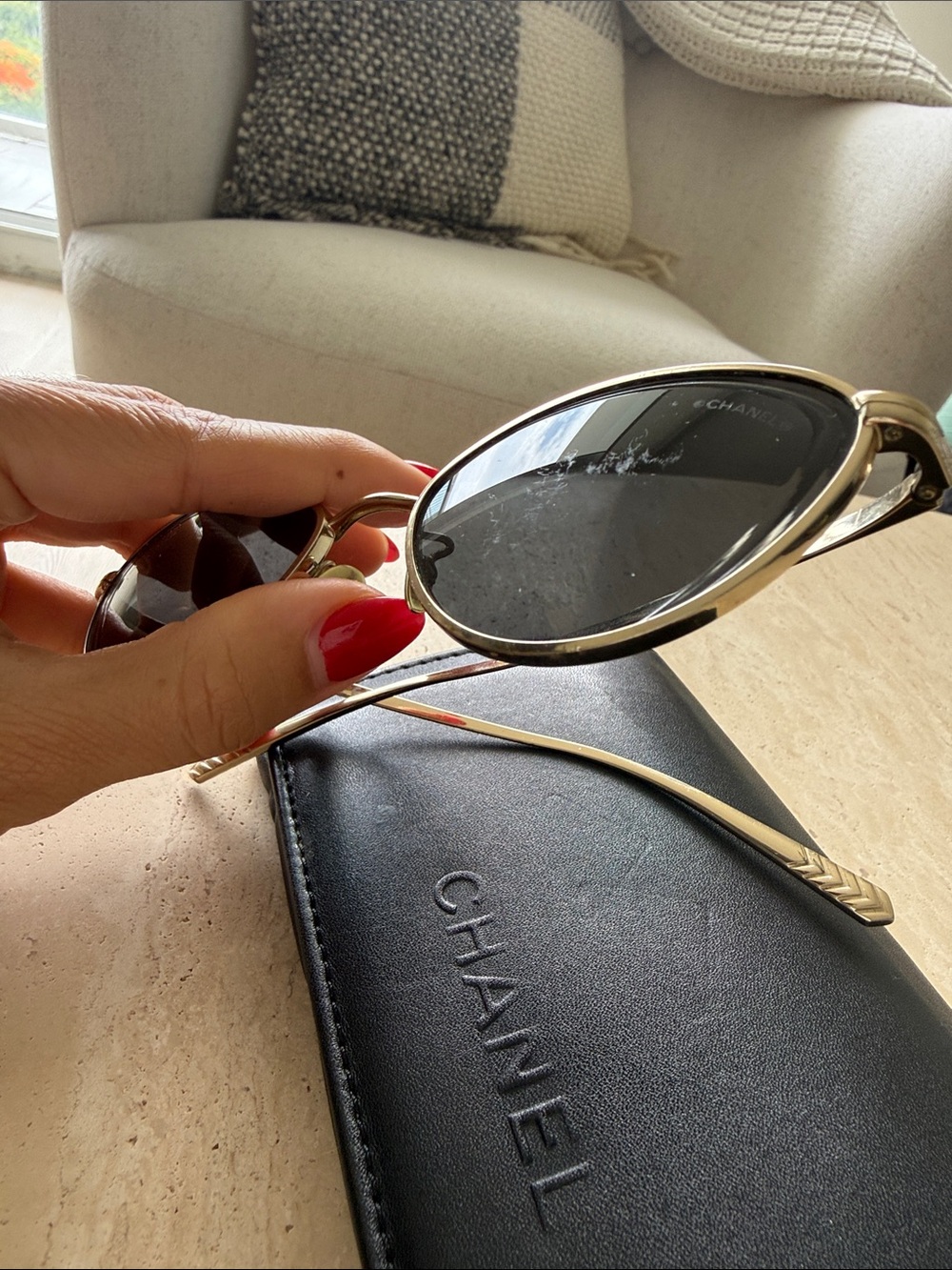 CHANEL Gold Cat Eye Sunglasses - Picture 3 of 12